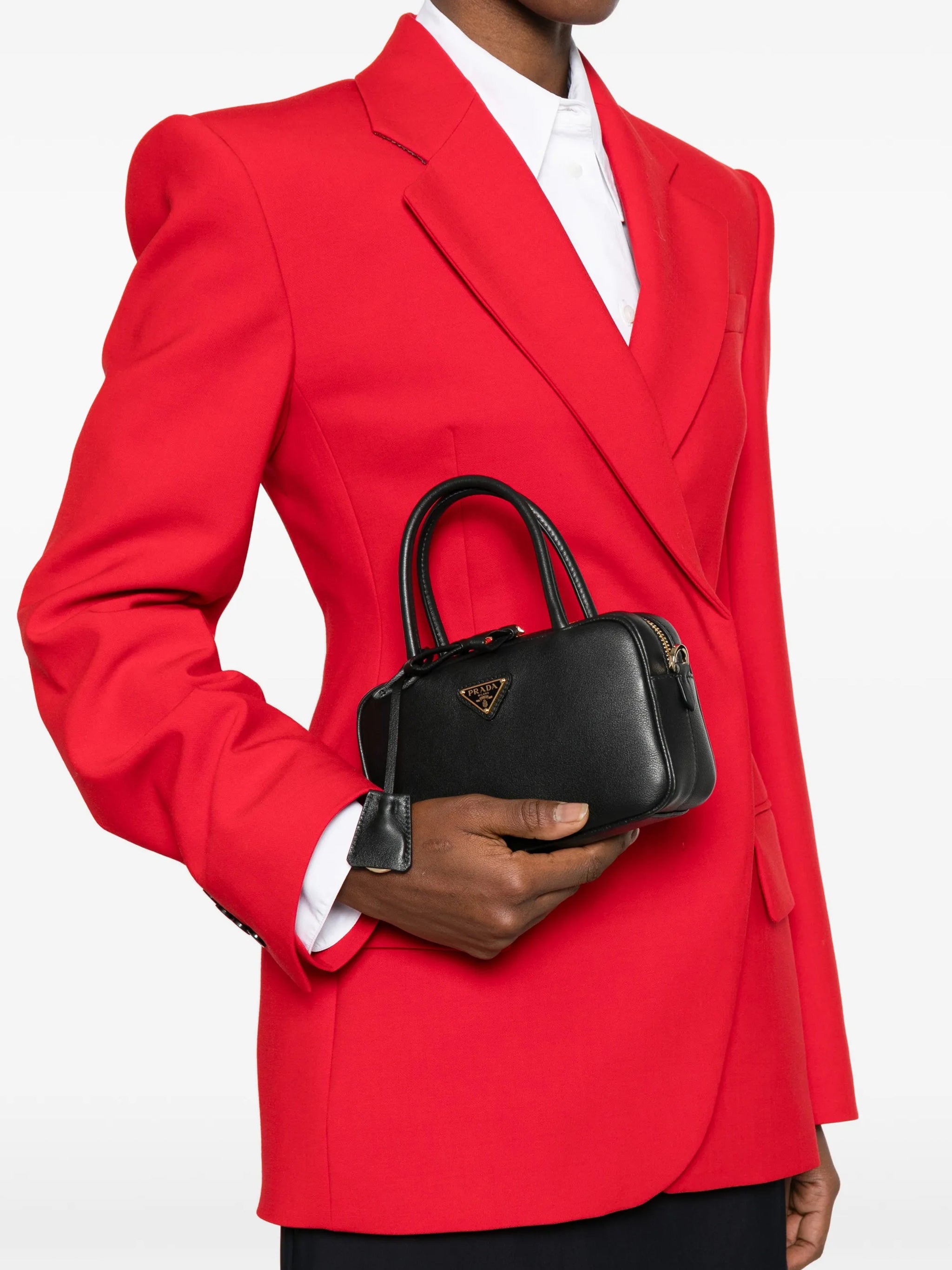 Black Bauletto Smooth Leather Handbag
