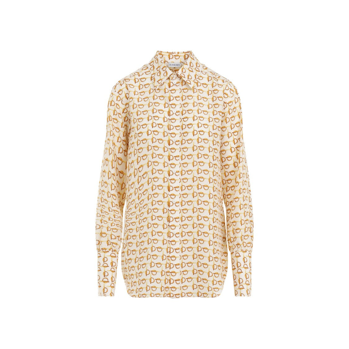 Gold And White Silk Shirt