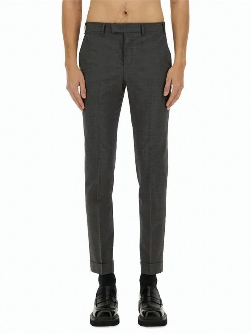 Tailored Straight-Fit Pants with Mid-Rise Waist
