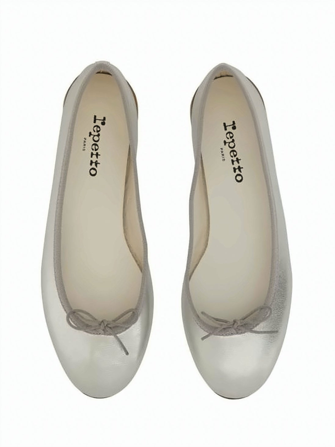 Metallic Silver Calf Leather Ballet Flats