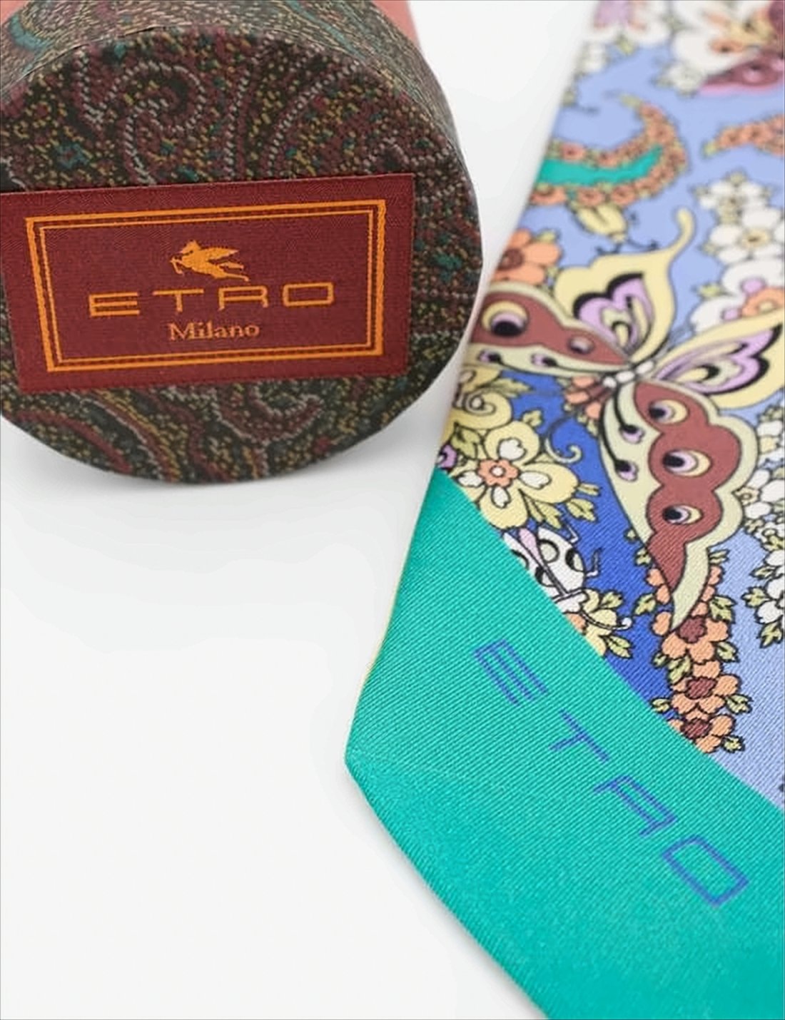 Paisley Floral Silk Scarf with Contrasting Tips