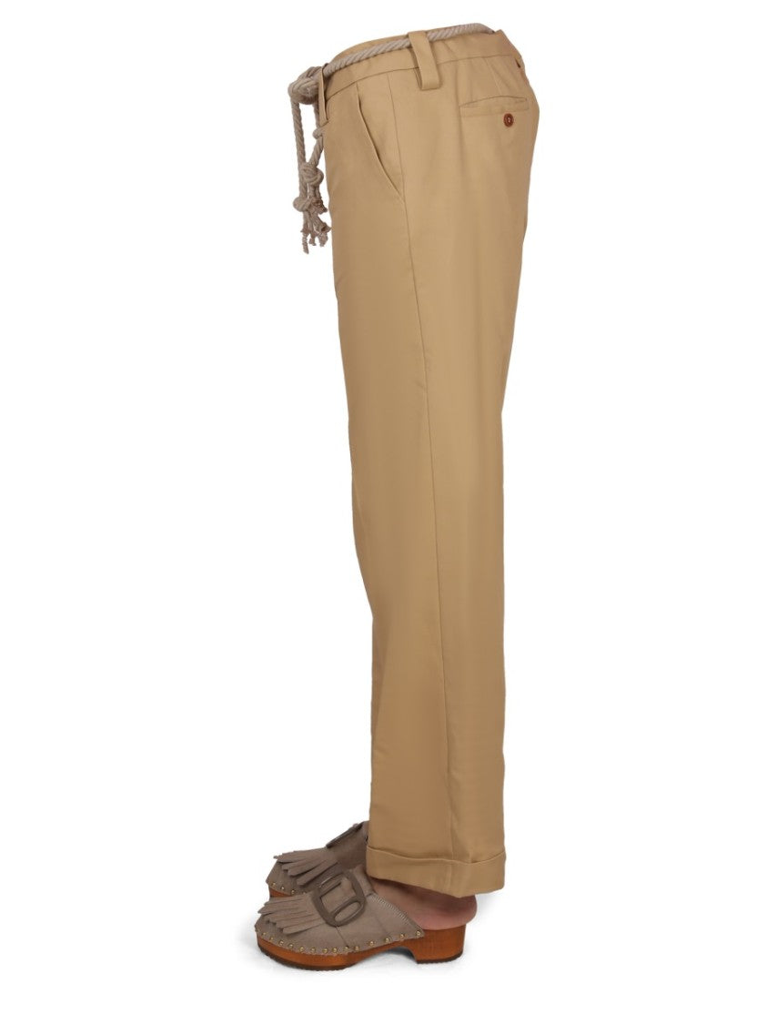 Straight-Leg Pants With Rope Belt Detail