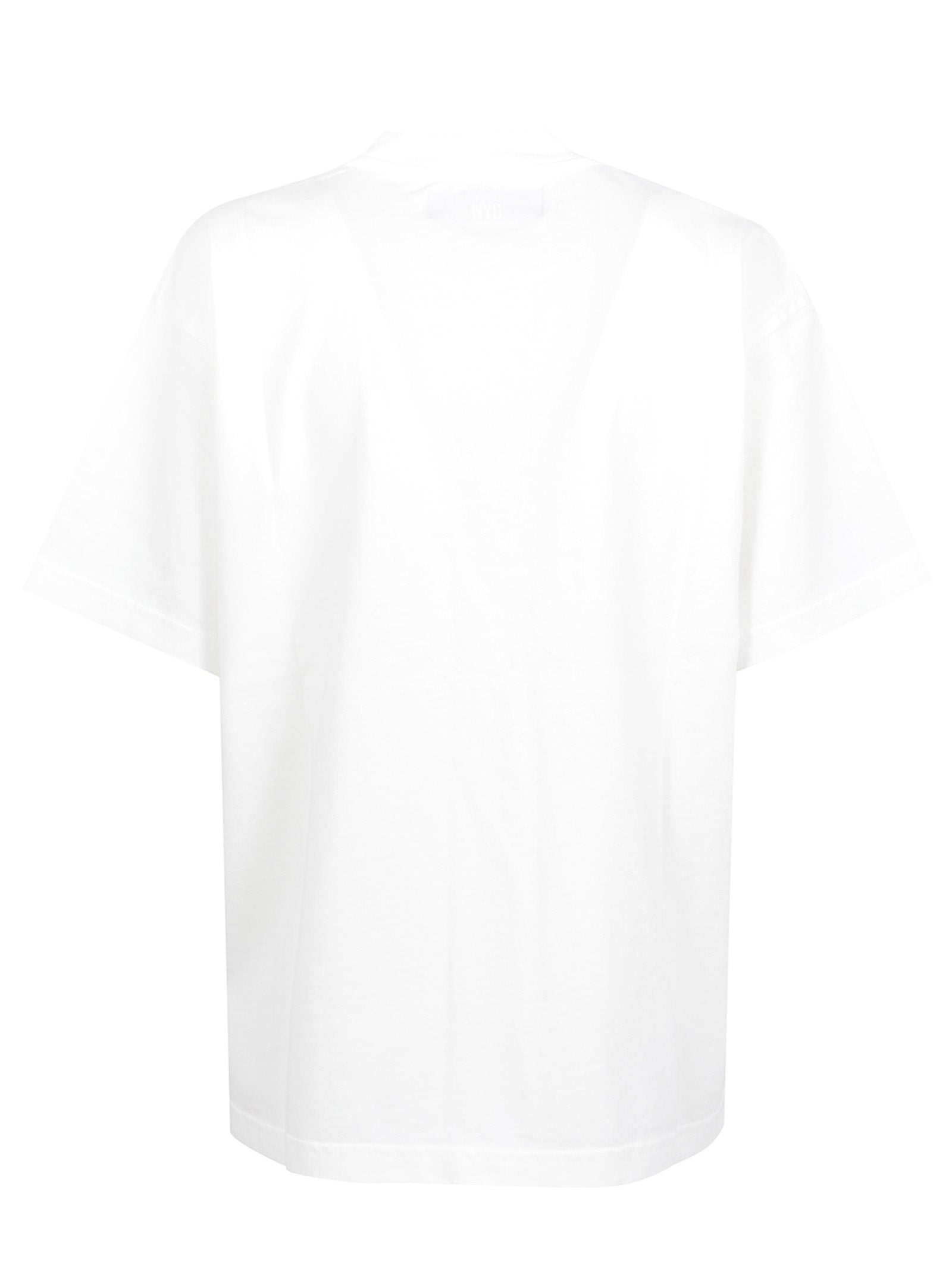Minimalist White T-Shirt with Embroidered Apple Emblem