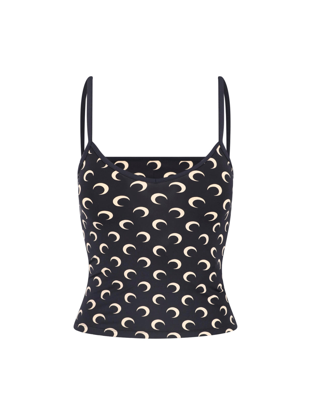 Black Crescent Moon Pattern Crop Top