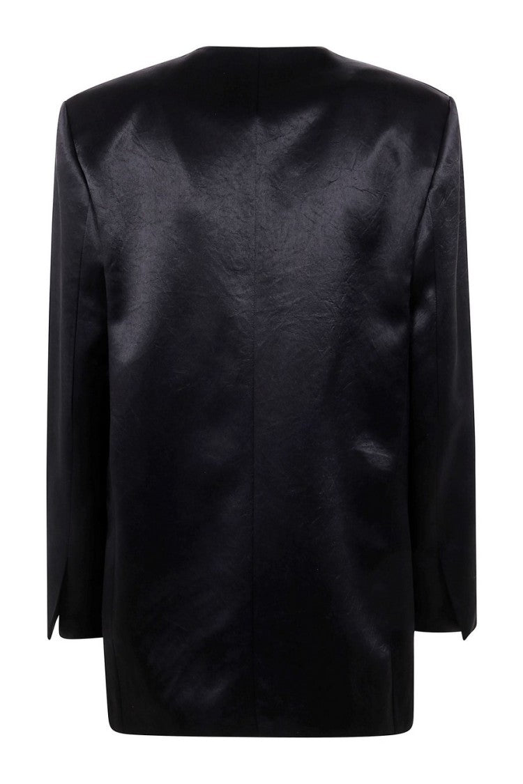 Double-Breasted Blazer With Structured Shoulders And Sheen