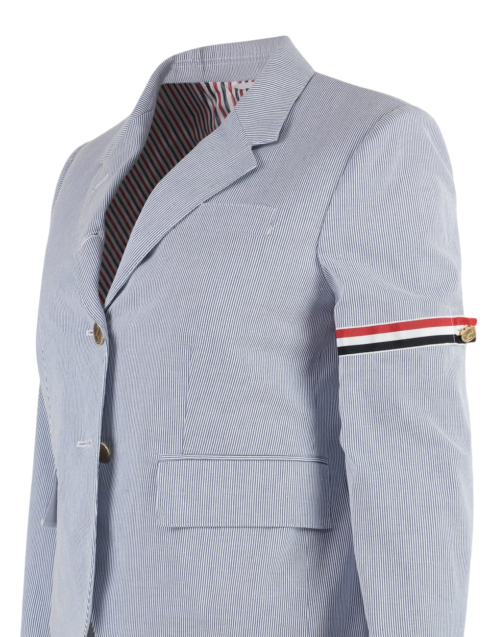 Tailored Light Blue Pinstripe Jacket with Striped Detail