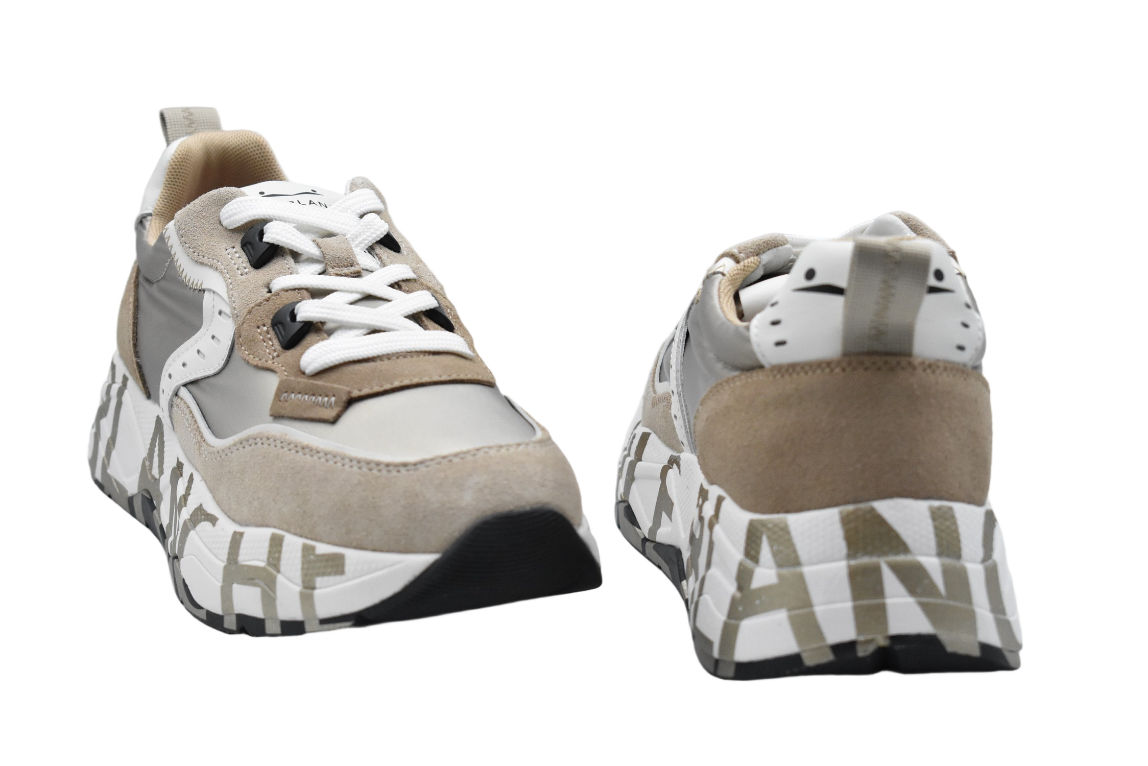 Platinum Low-Top Sneakers With Platform Sole