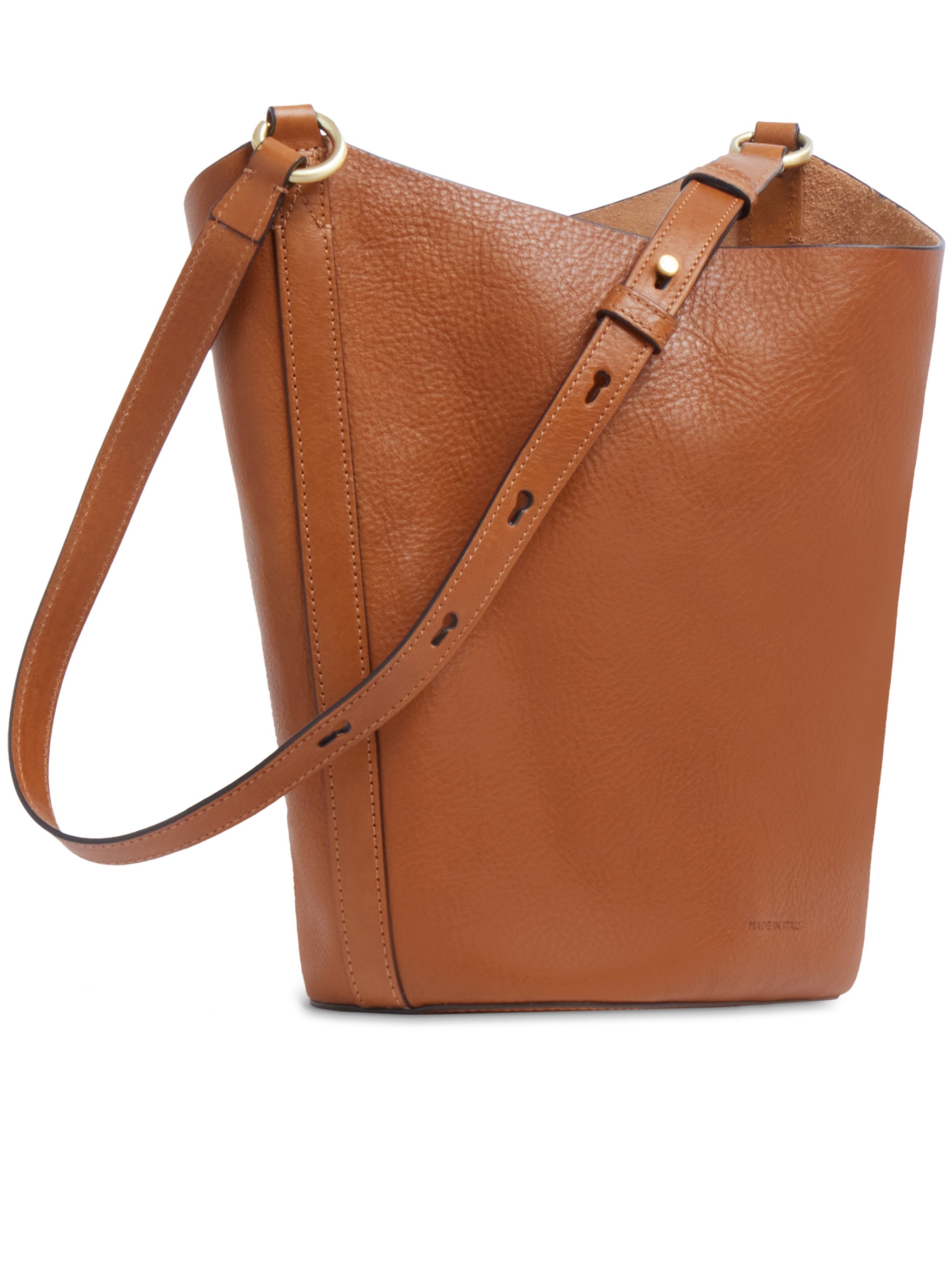Bucket Structured Leather Drawstring Satchel