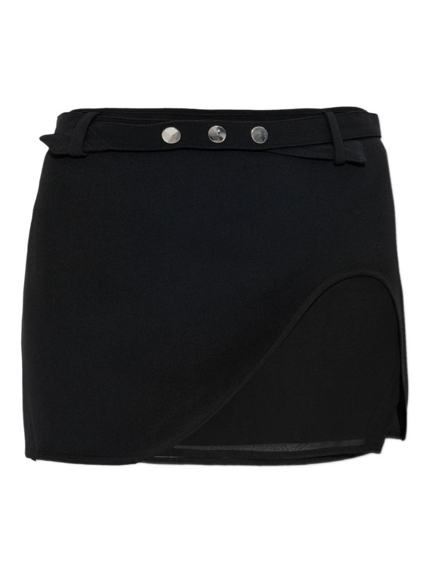Wrap-Style Mini Skirt with Sheer Mesh Detailing