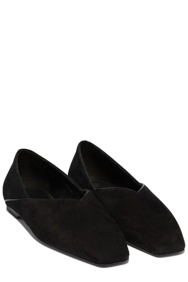 Suede Flat Shoes with Pointed Toe Design by Totême