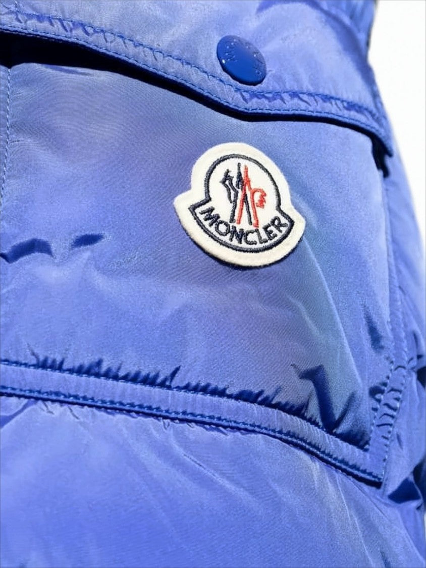 Quilted Blue Down Jacket with Finish