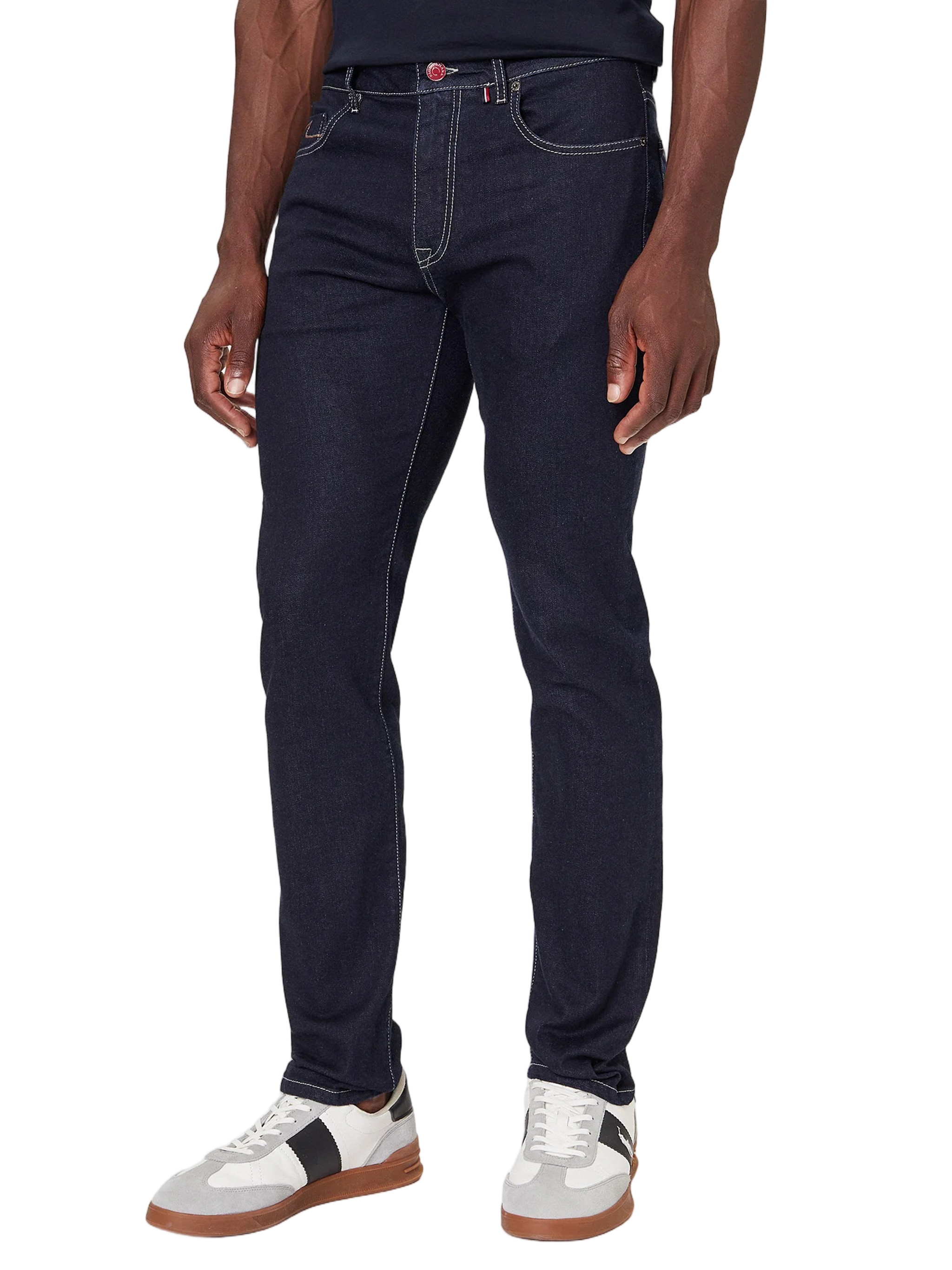 Dark Indigo Red Rivet Cotton Jeans