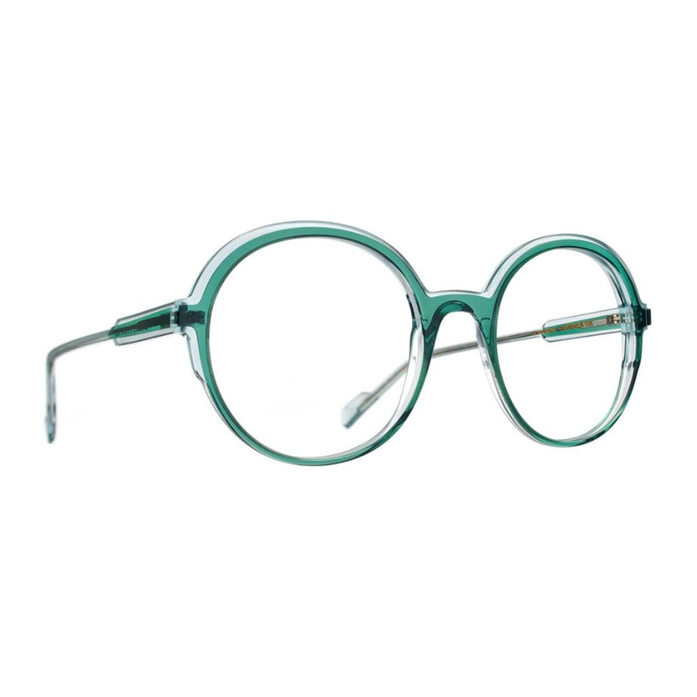 Translucent Acetate Round Sunglasses in Greenish-Blue