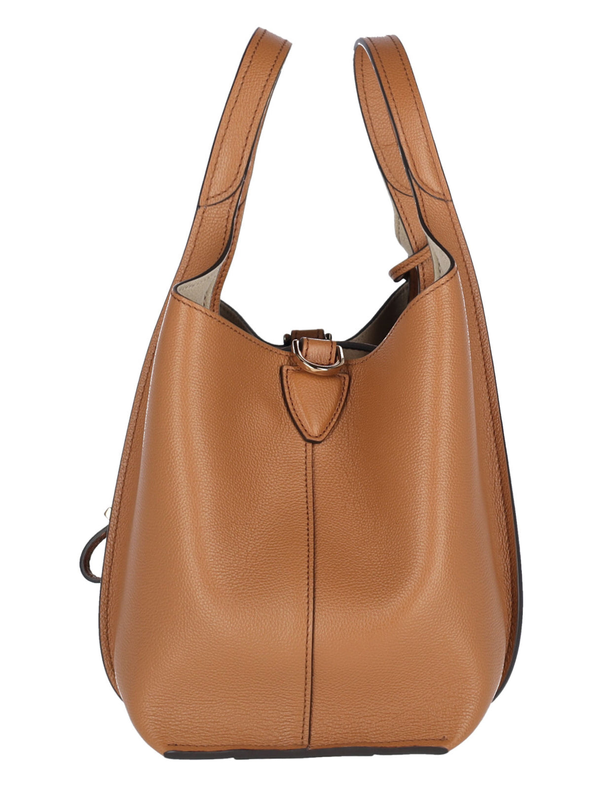 "T-Timeless" Mini Bag, In Brown Hammered Calfskin