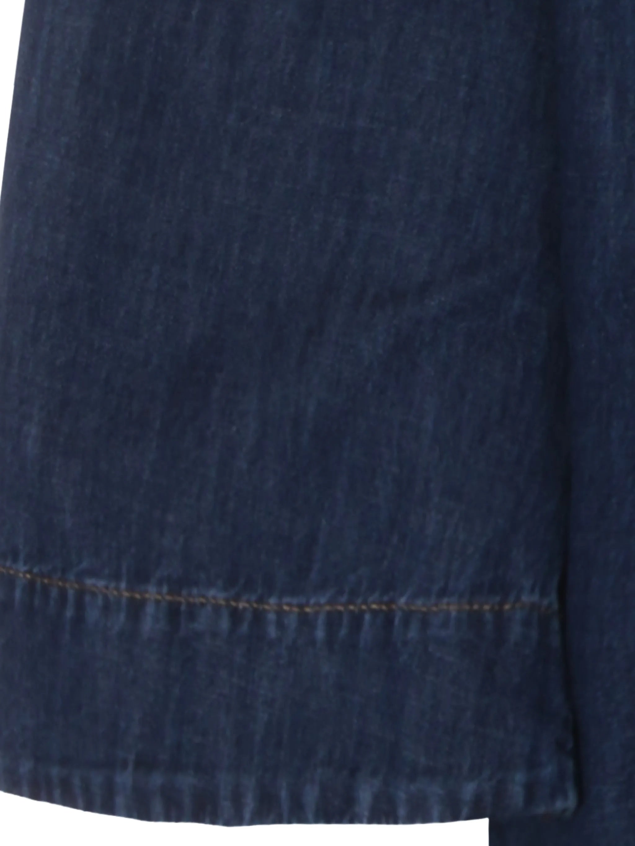 Blue Boxy Metallic-V Detail Denim Top