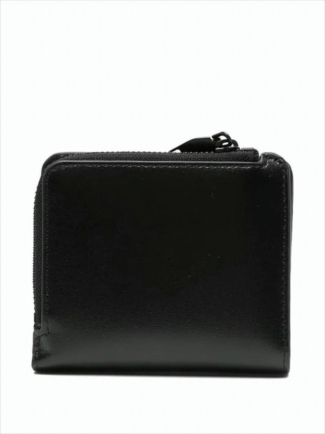 Compact Black Calfskin Wallet with Zip-Around Closure