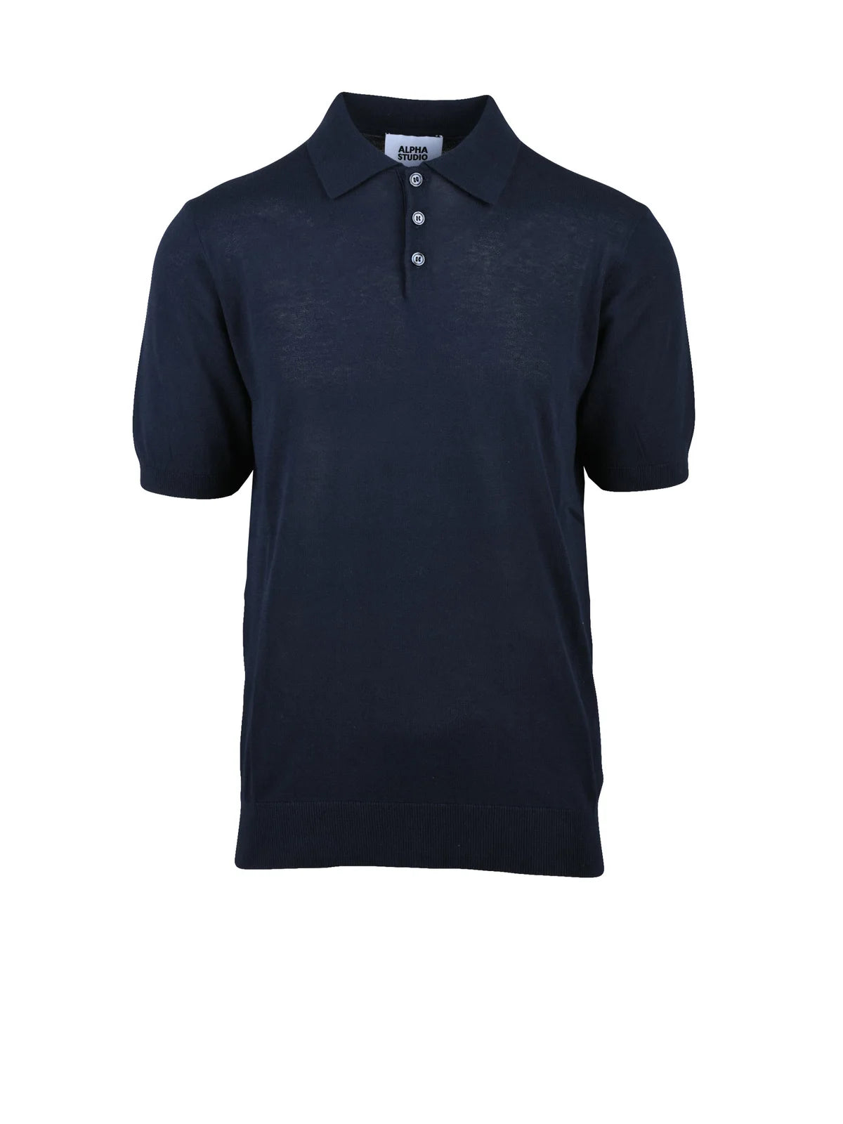 Midnight Blue Cotton Knit Polo Shirt