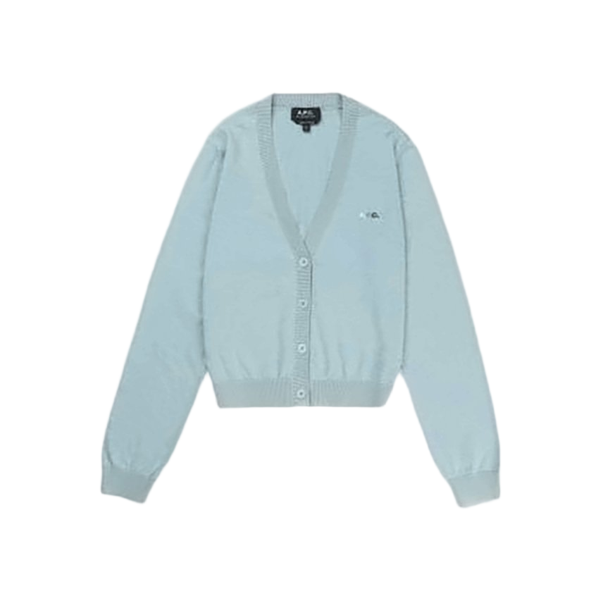 Light Blue Knit Cardigan with V-Neckline