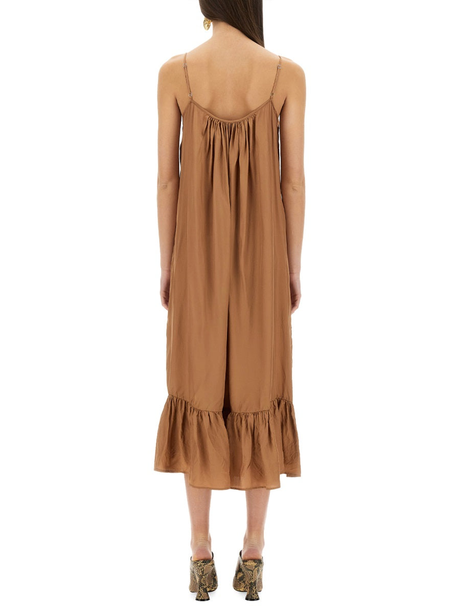 Ruffled Midi Petticoat Dress With Flowing Silhouette