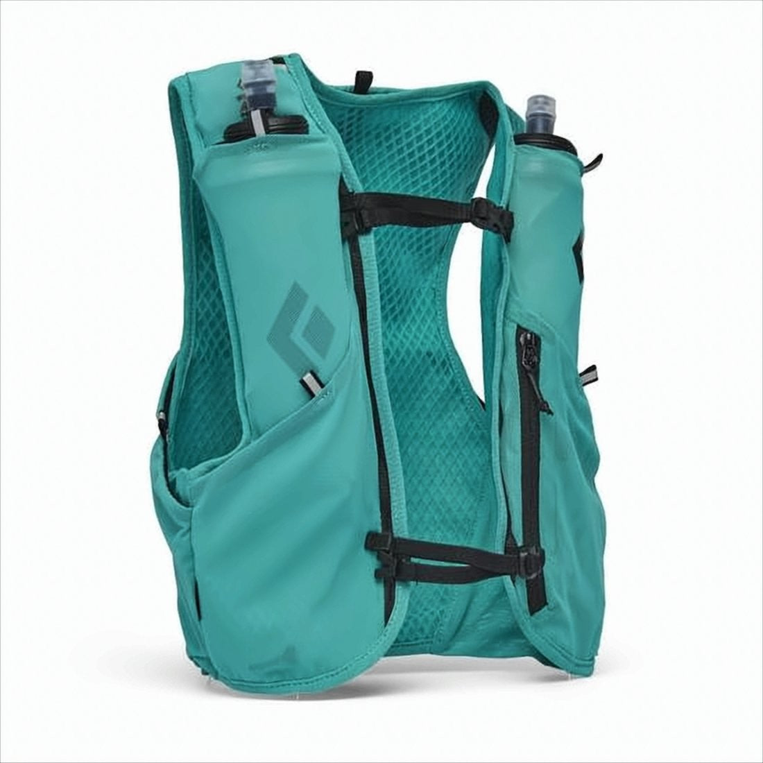 Turquoise Lightweight Sports Vest With Zippered Pockets And Adjustable Straps