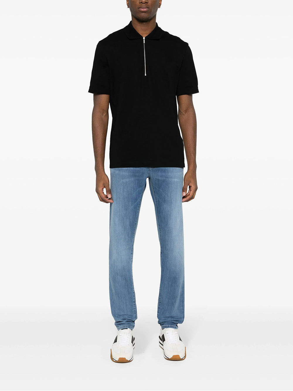 Blue Pantalone Straight-Leg Denim Stretch Pants