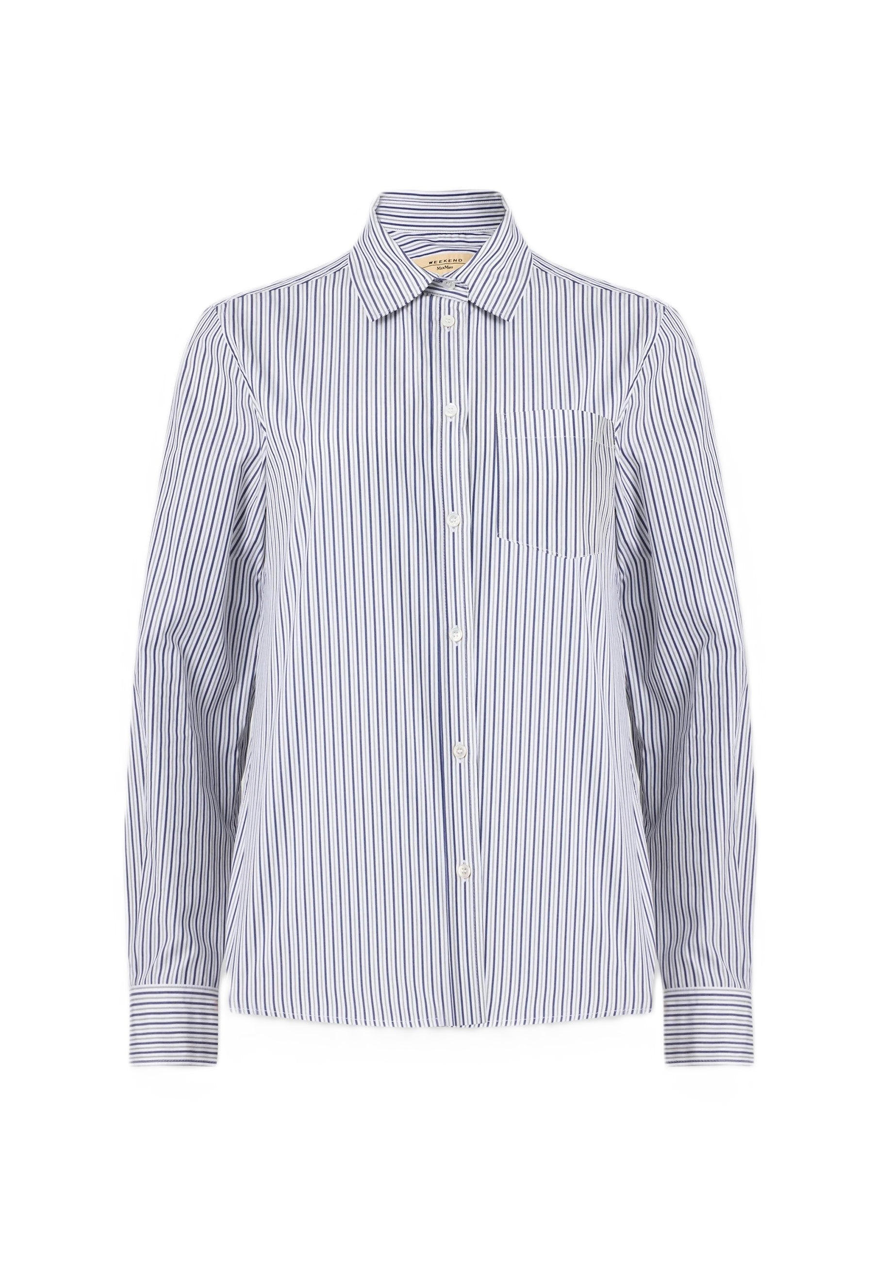 Blue Striped Cotton Blend Shirt
