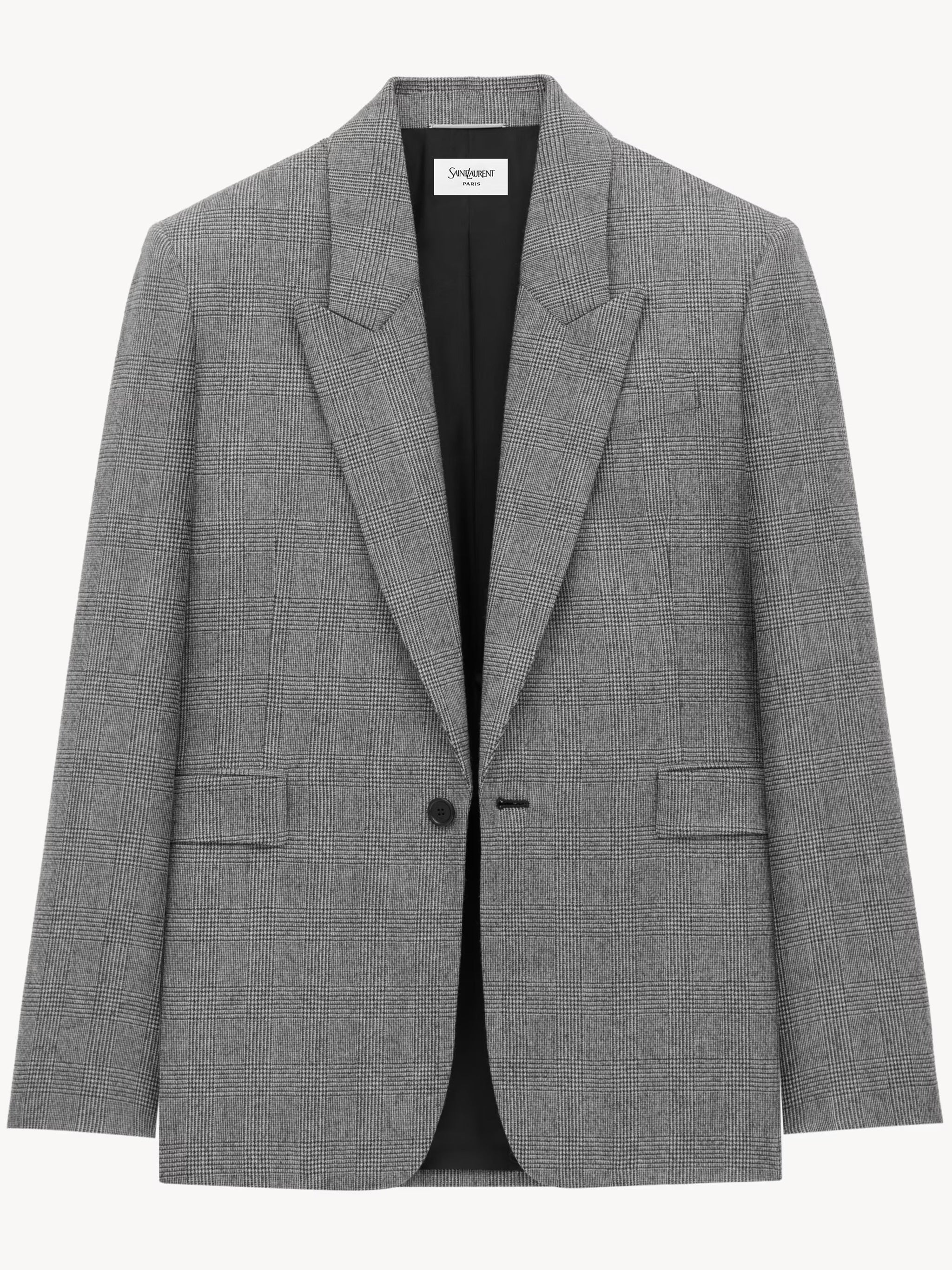 Grey Blazer Tailored Checkered Blazer