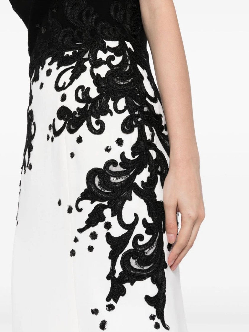 Crepe Mermaid Dress With Embroidery