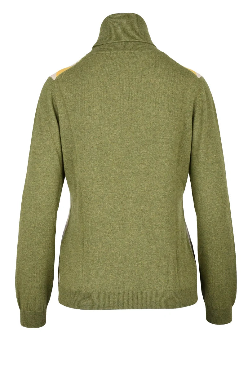 Turtleneck Sweater - Green/Beige