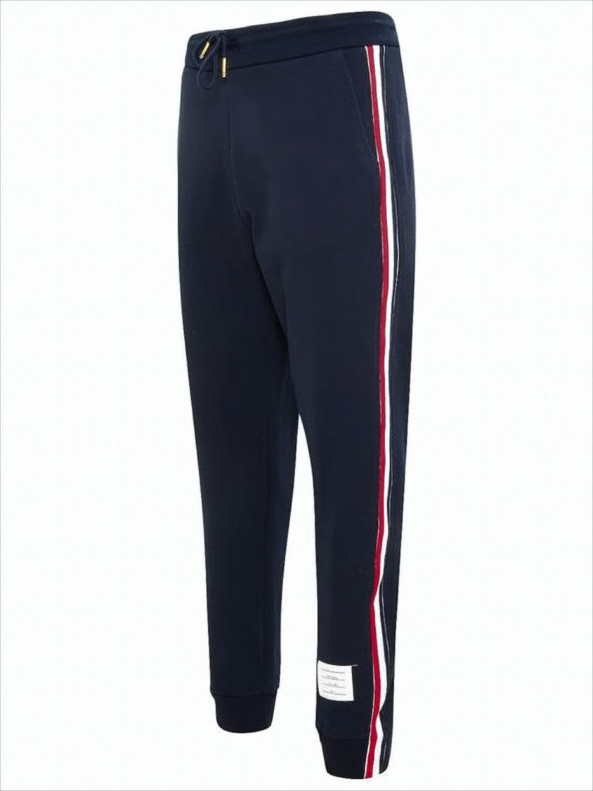 Cotton Jogger Pants with Drawstring and Contrasting Stripes