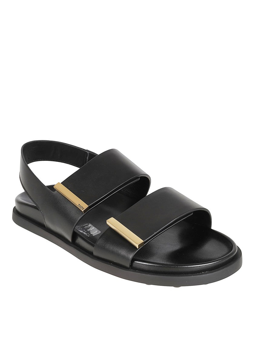 Black Sandals With Gold Accent