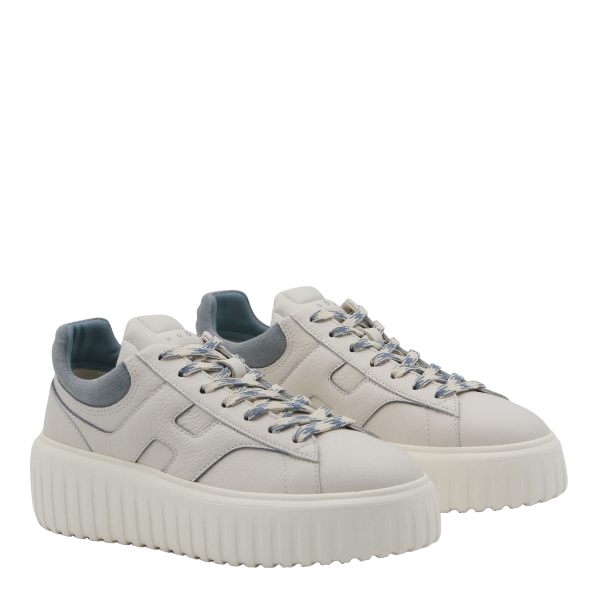 Platform Sneakers with Textured Leather Upper