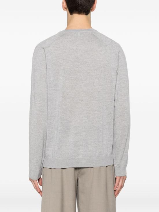 Light Grey Wool Cardigan With Button-Up Front