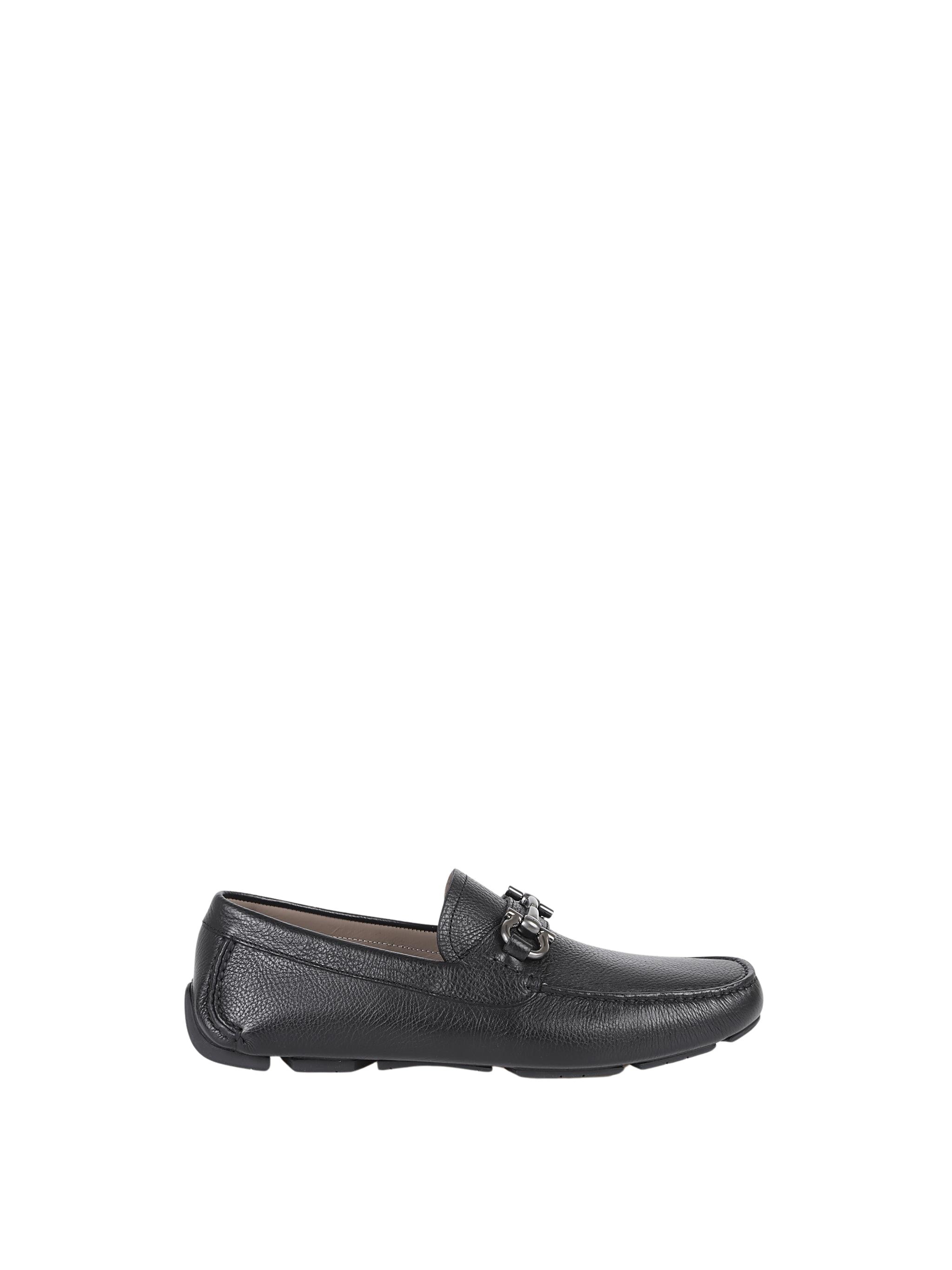 Textured Leather Ferragamo Loafers With Metallic Bit