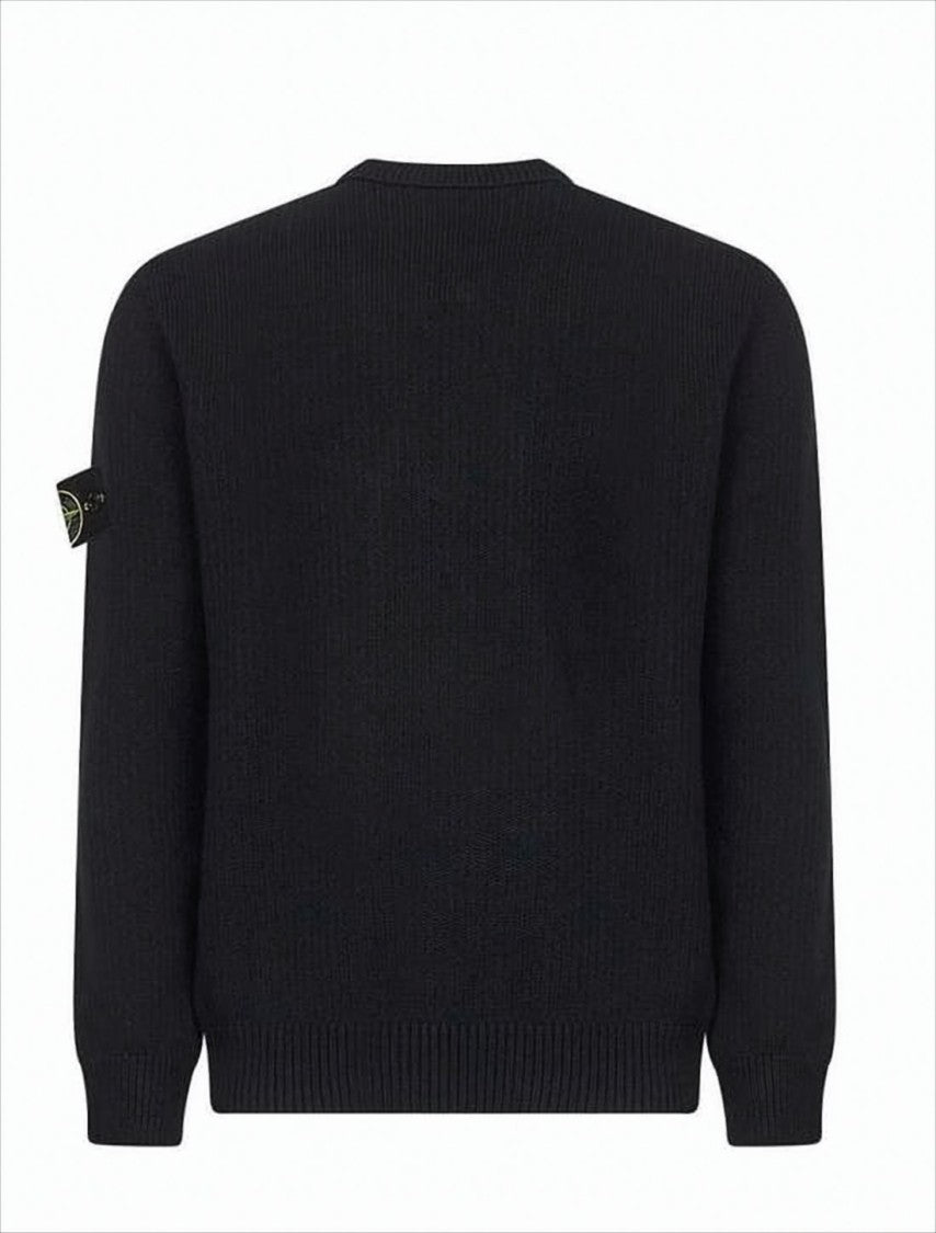 Ribbed Knit Sweater with Classic Crew Neckline