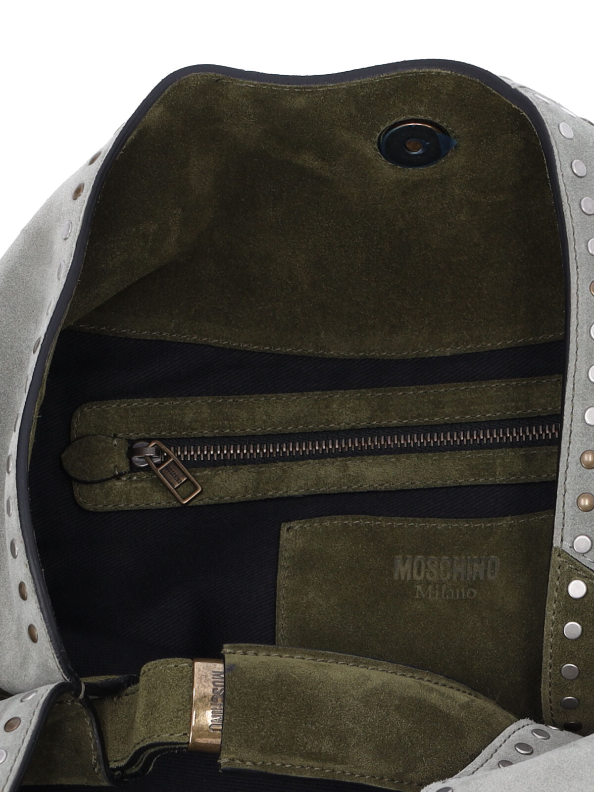 Green Patchwork Studded Leather Handbag