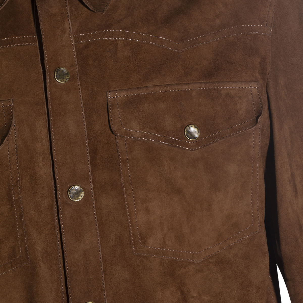 Brown Suede Jacket With Classic Collar