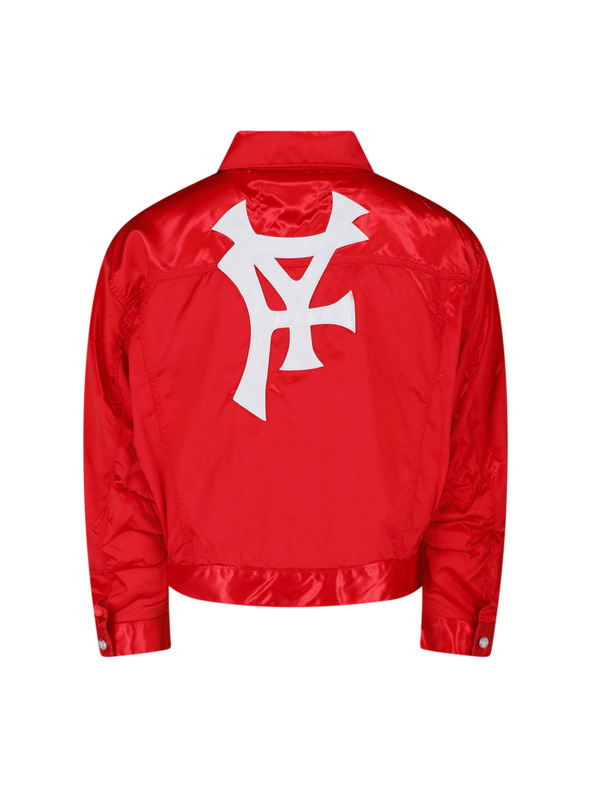 Cropped Satin Jacket with Button Closure