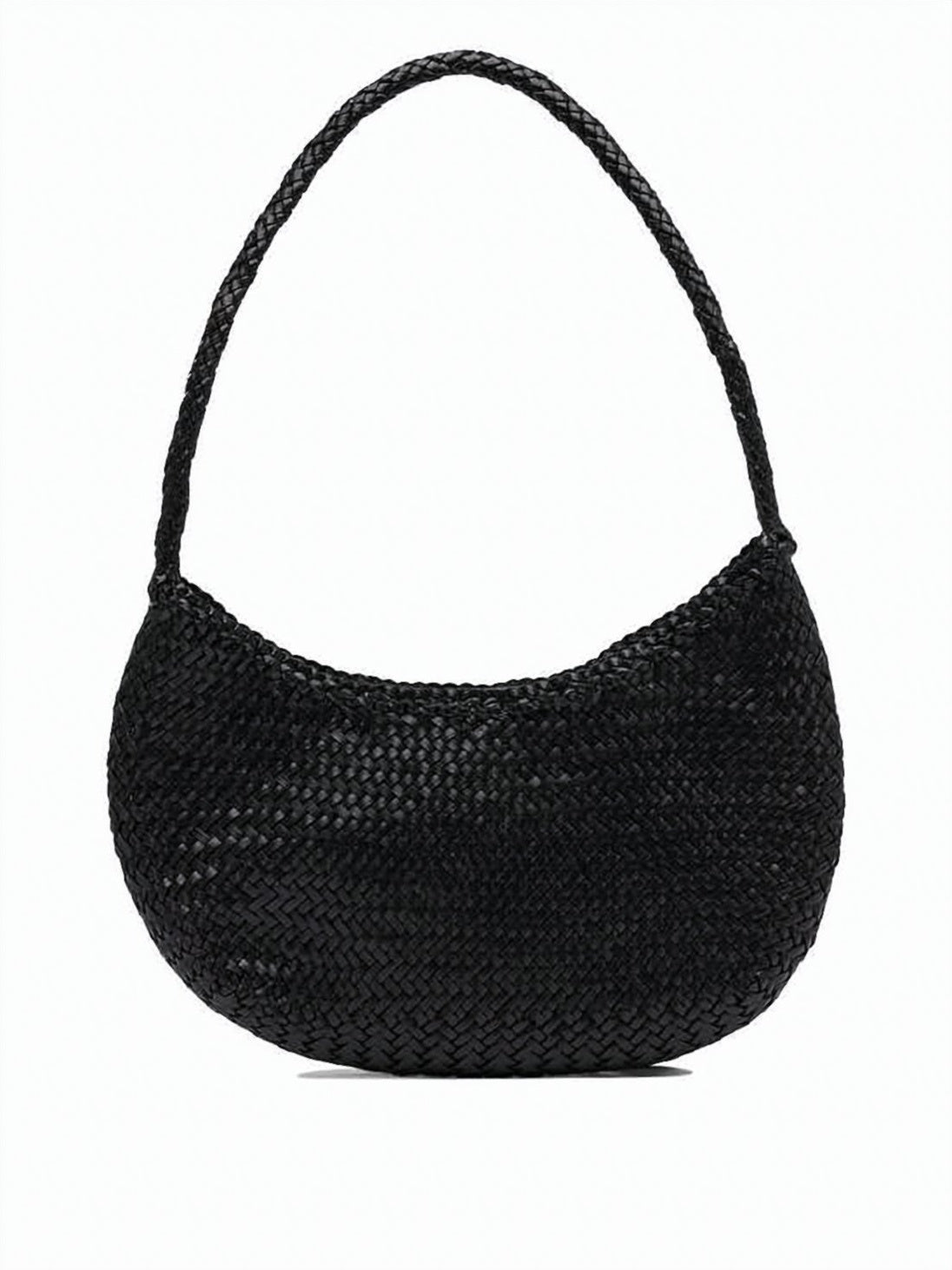 Crescent-Shaped Woven Leather Shoulder Bag