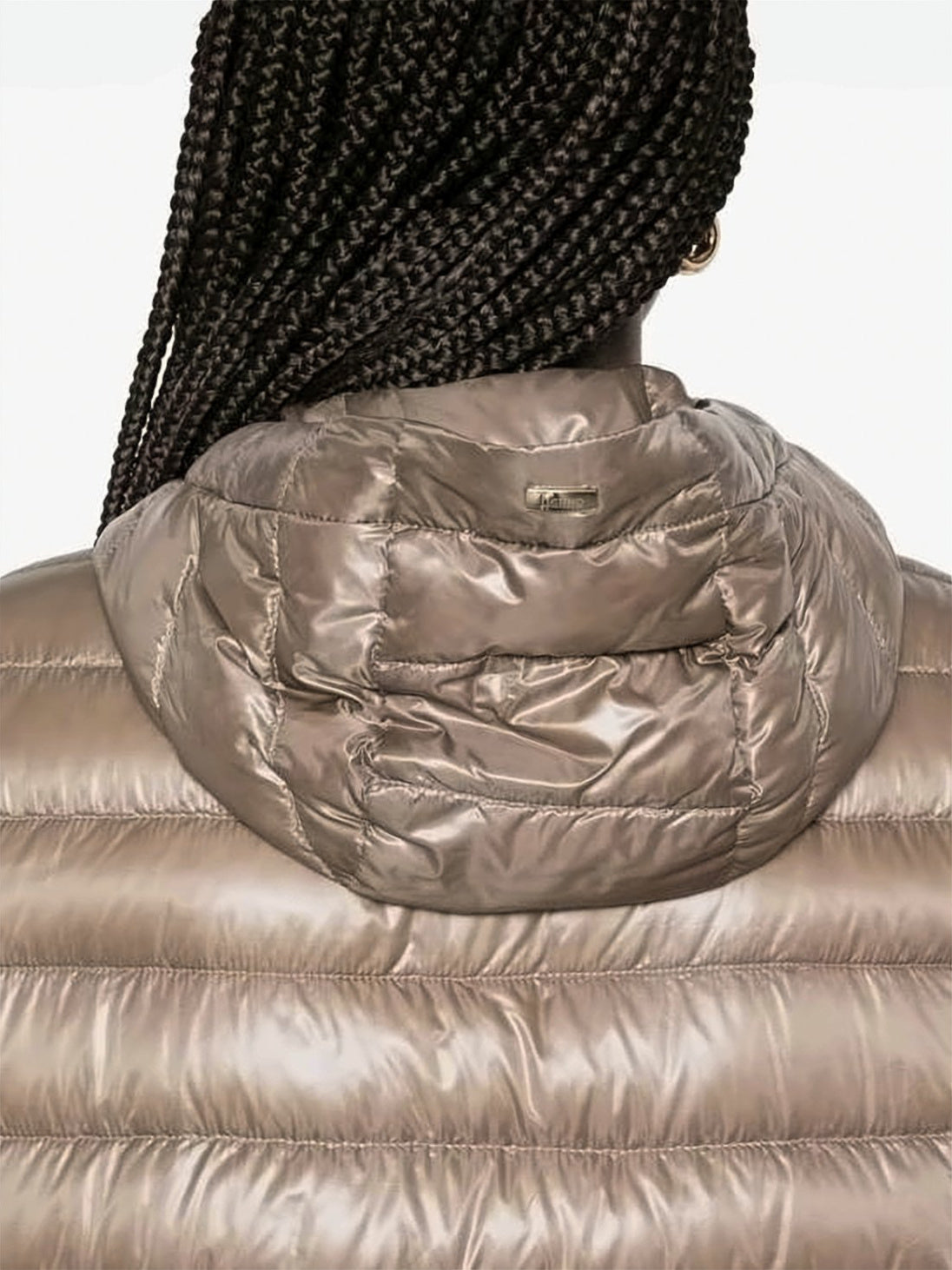 Quilted Lightweight Down Jacket with Glossy Finish and Hood
