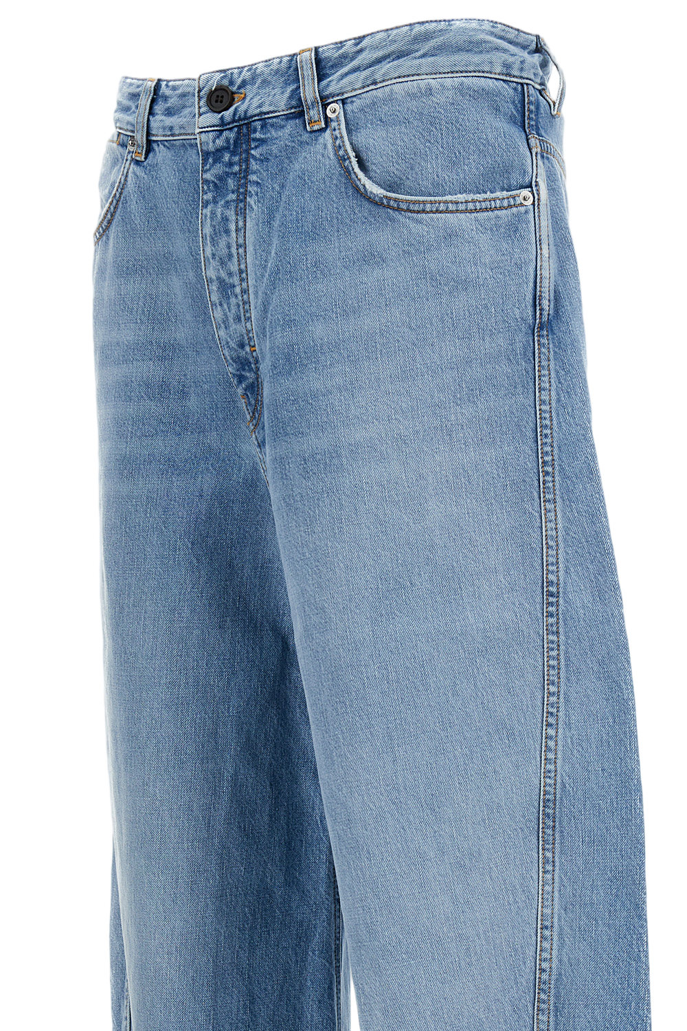 Light Blue Denim Jeans With Bias-Cut Seams
