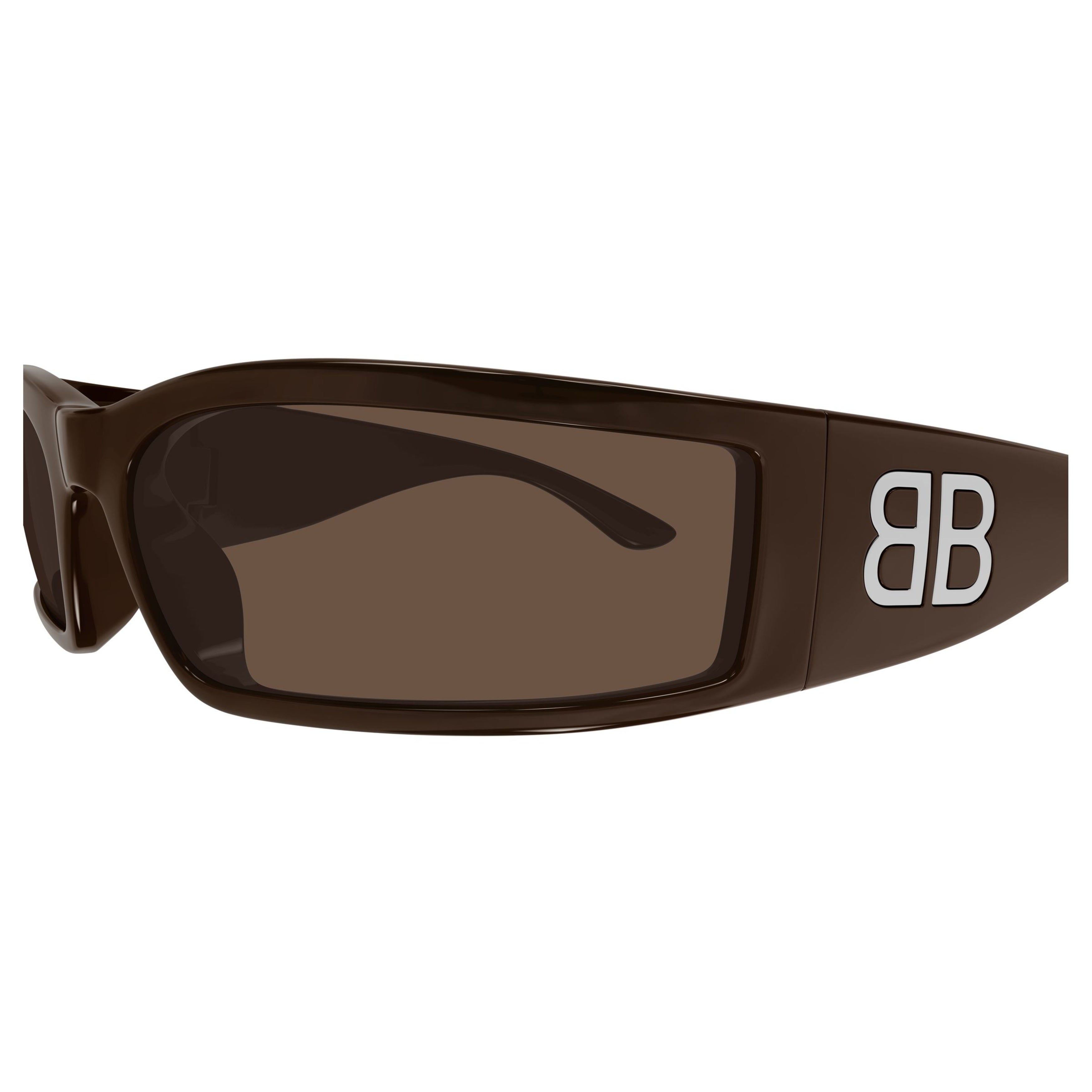 Bb0458s Glossy Brown Rectangular Sunglasses
