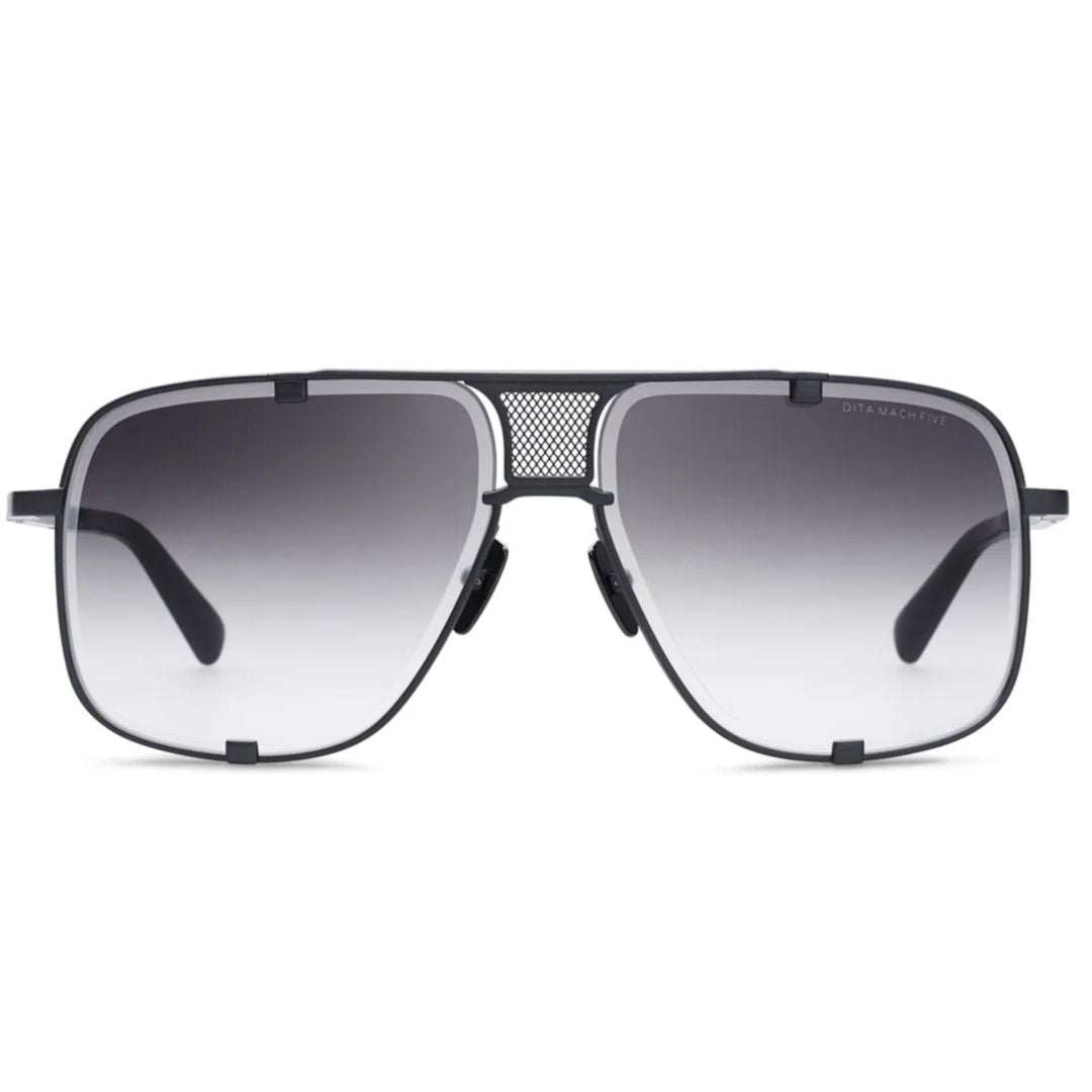 Mach-Five Bold Aviator-Style Sunglasses with Gradient Grey Lenses