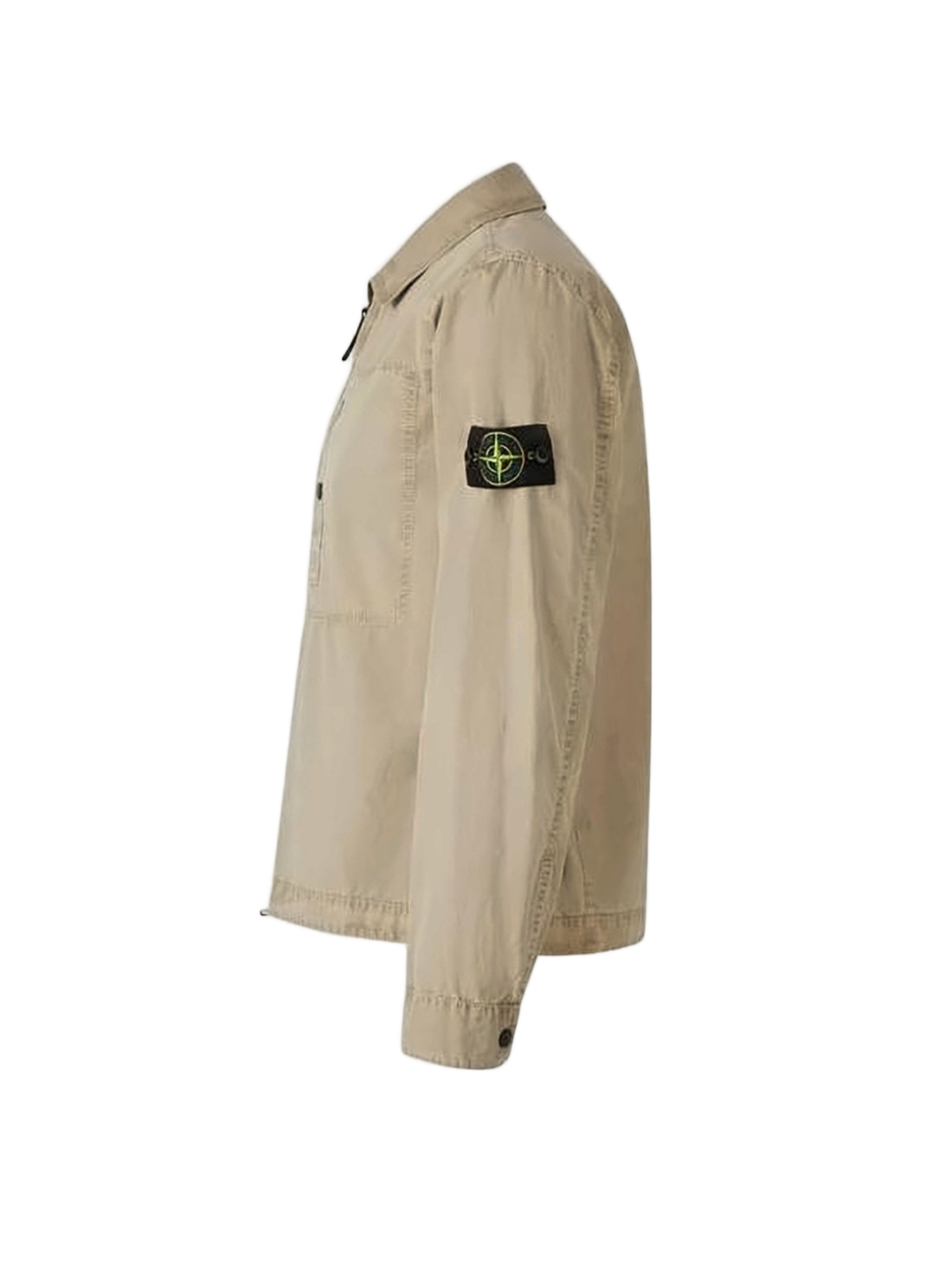 Beige Cotton Jacket with Classic Collar
