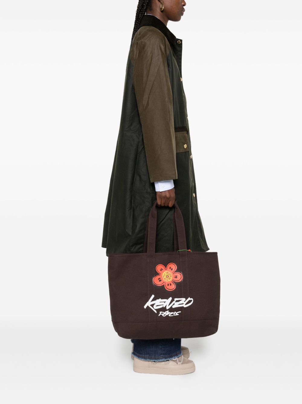 Spacious Dark Brown Cotton Canvas Tote