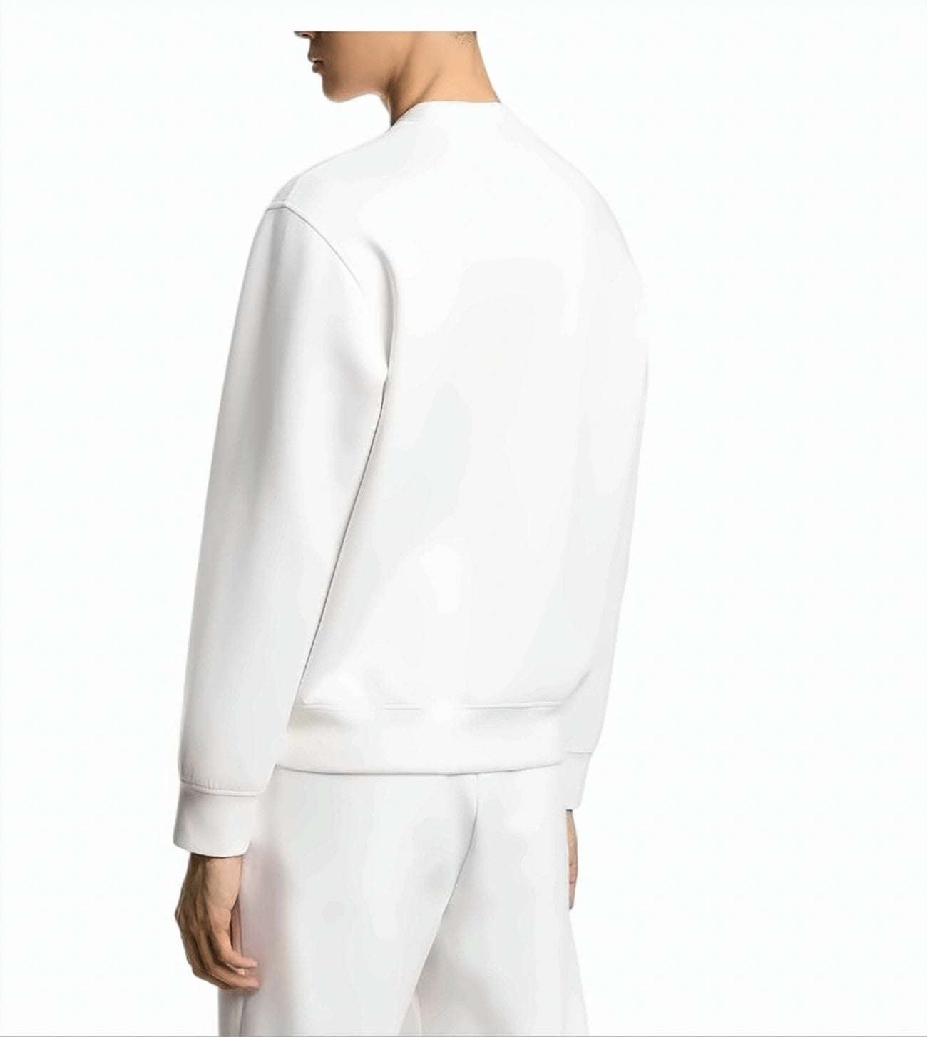 White Double Jersey Crewneck Sweatshirt