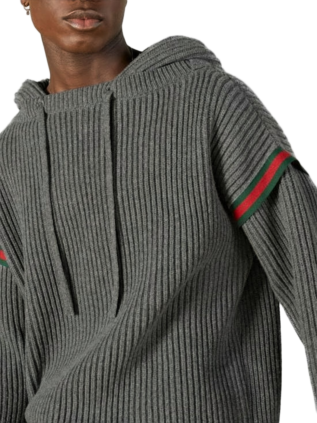 Ribbed Knit Sweater with Hood