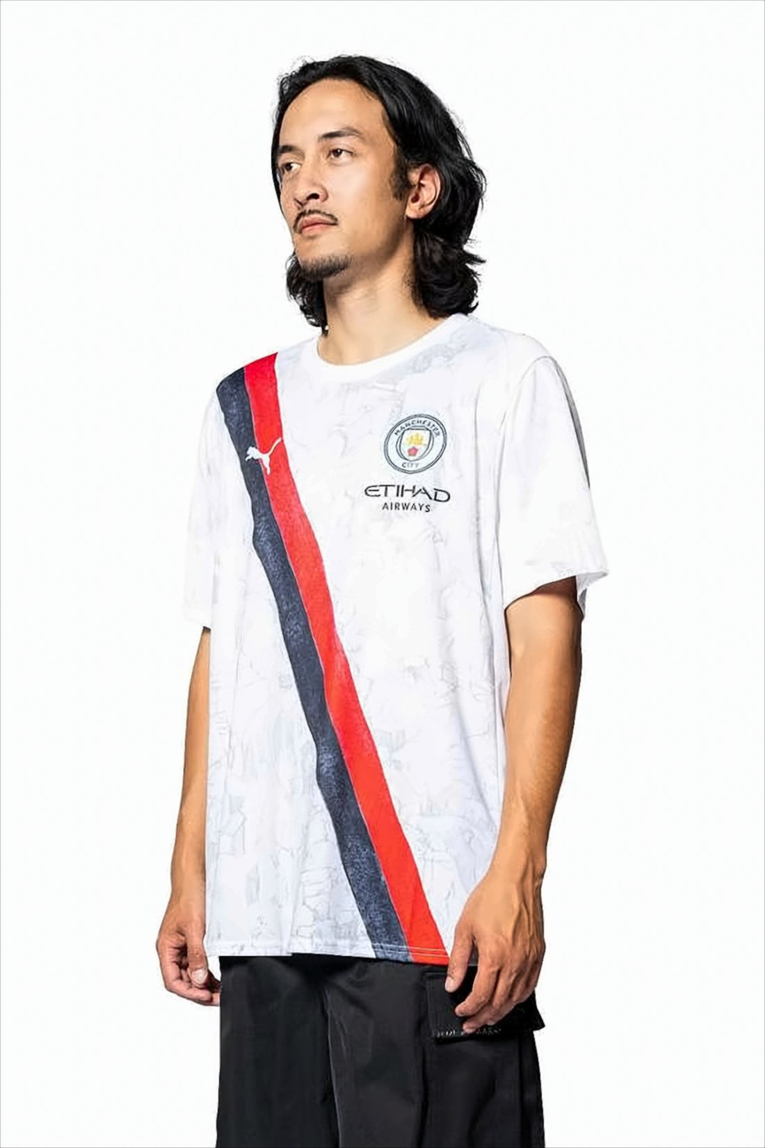 Short-Sleeve T-Shirt with Bold Diagonal Stripe