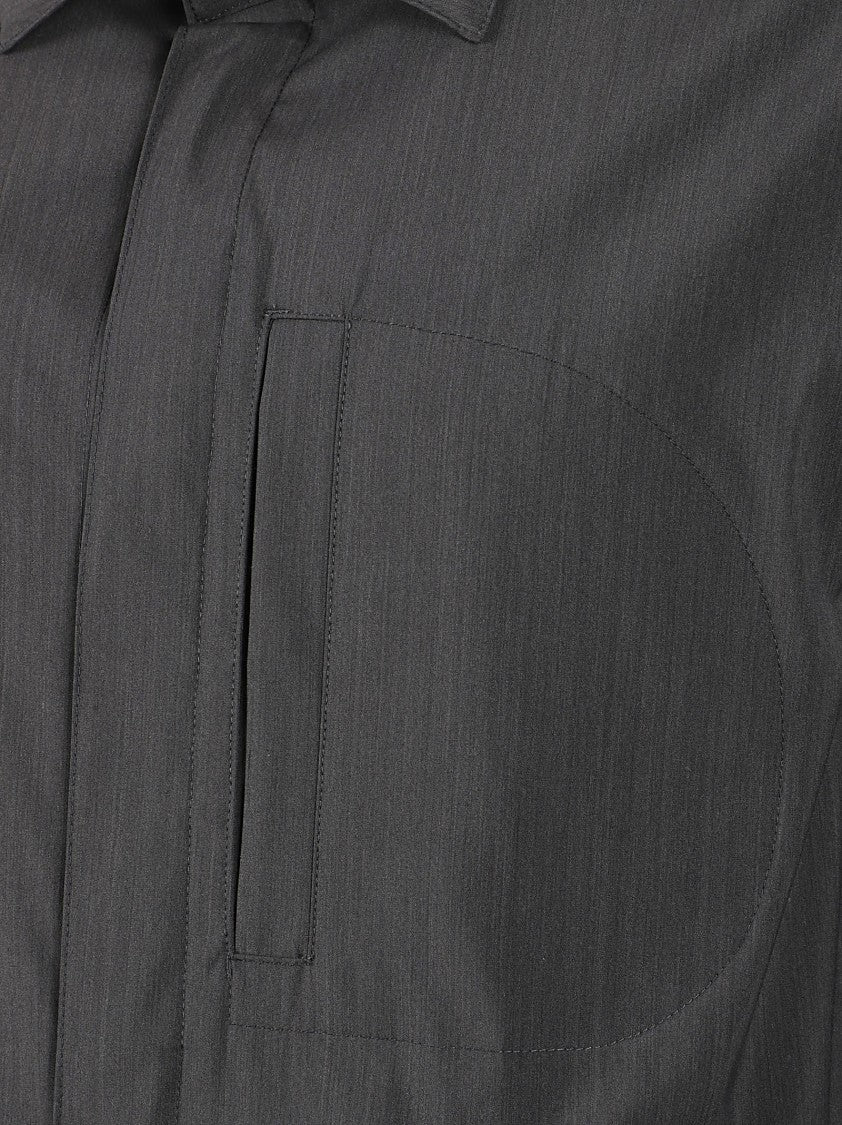 Button-Up Grey Coat With Subtle Texture