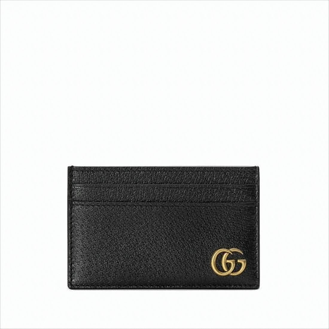 Sleek Textured Leather Card Wallet with Gold-tone Double-G Accent